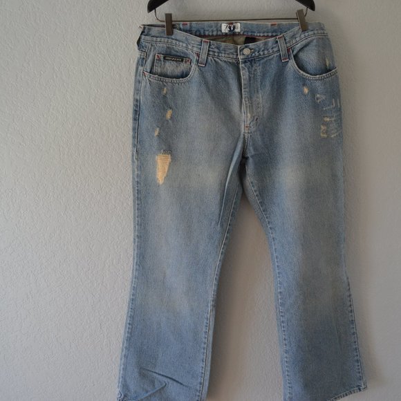 DKNY DISTRESSED RED STITCHING VINTAGE RARE MEN'S JEANS. SIZE 38/32 - Picture 4 of 11